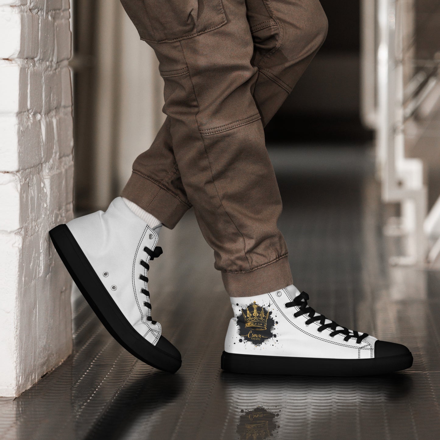 Graphic White Mens High Top Canvas Shoes