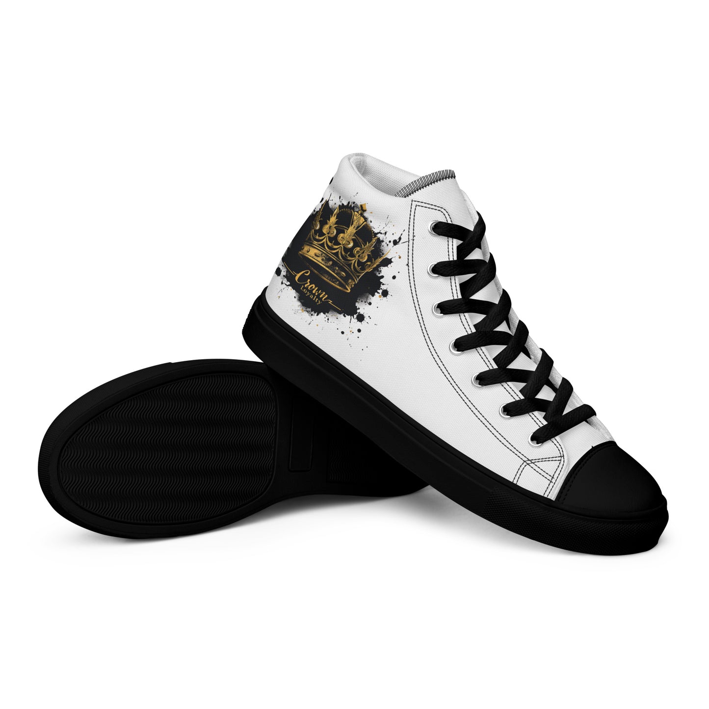 Graphic White Mens High Top Canvas Shoes