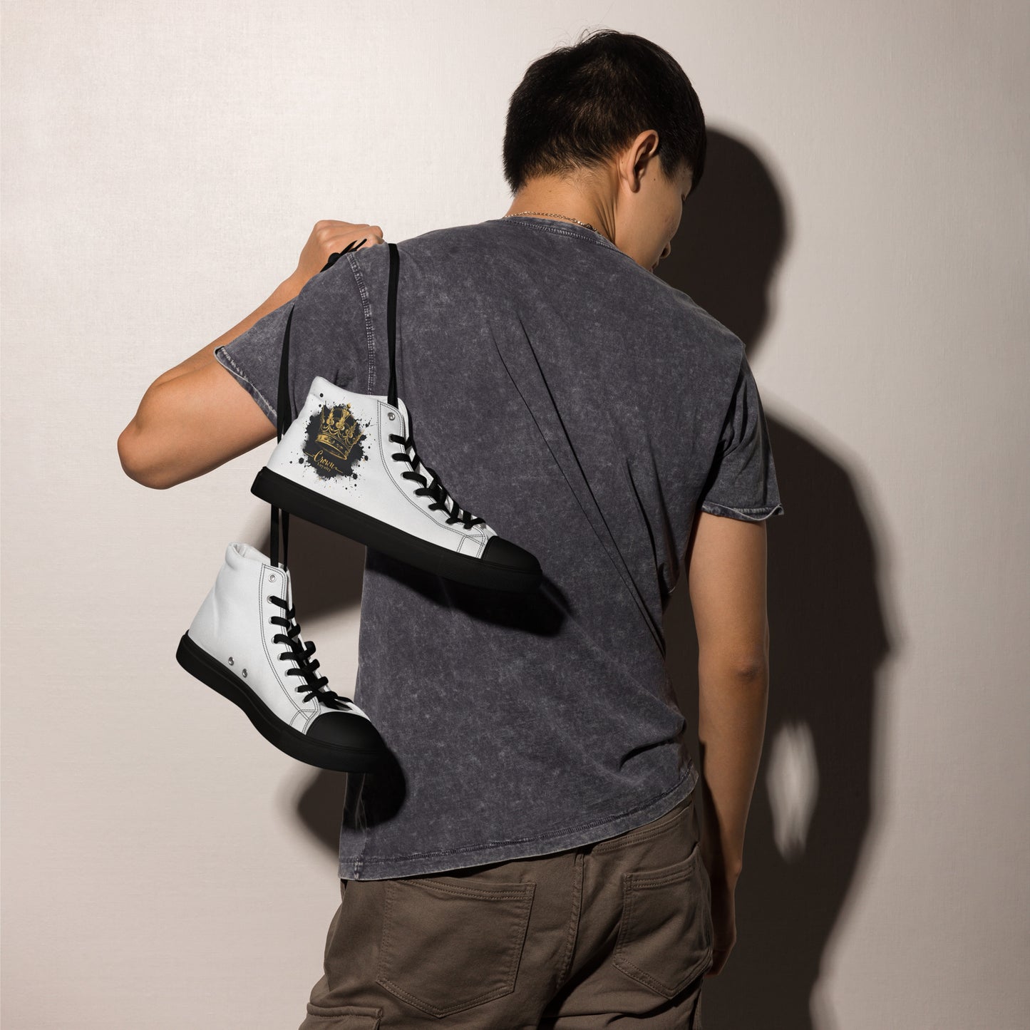 Graphic White Mens High Top Canvas Shoes