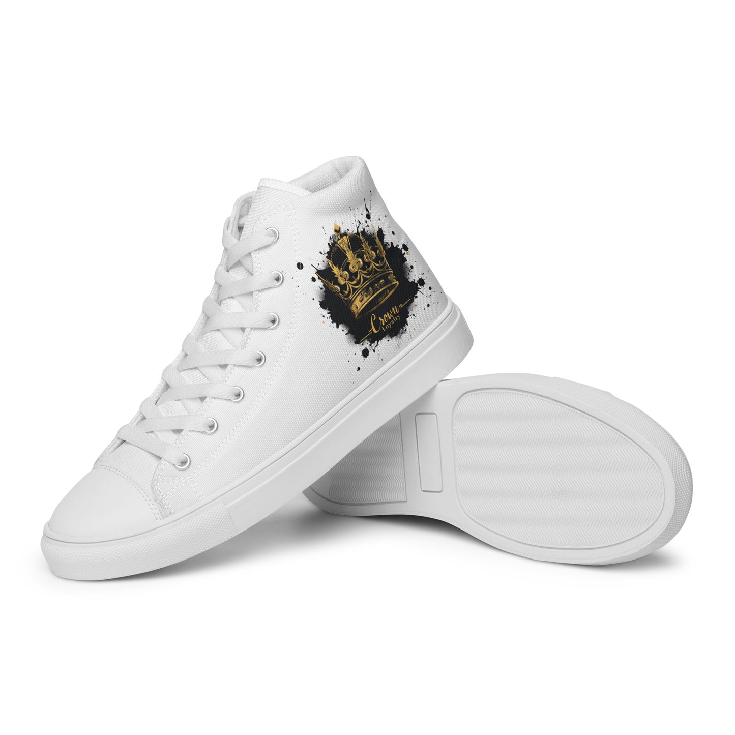 Graphic White Mens High Top Canvas Shoes
