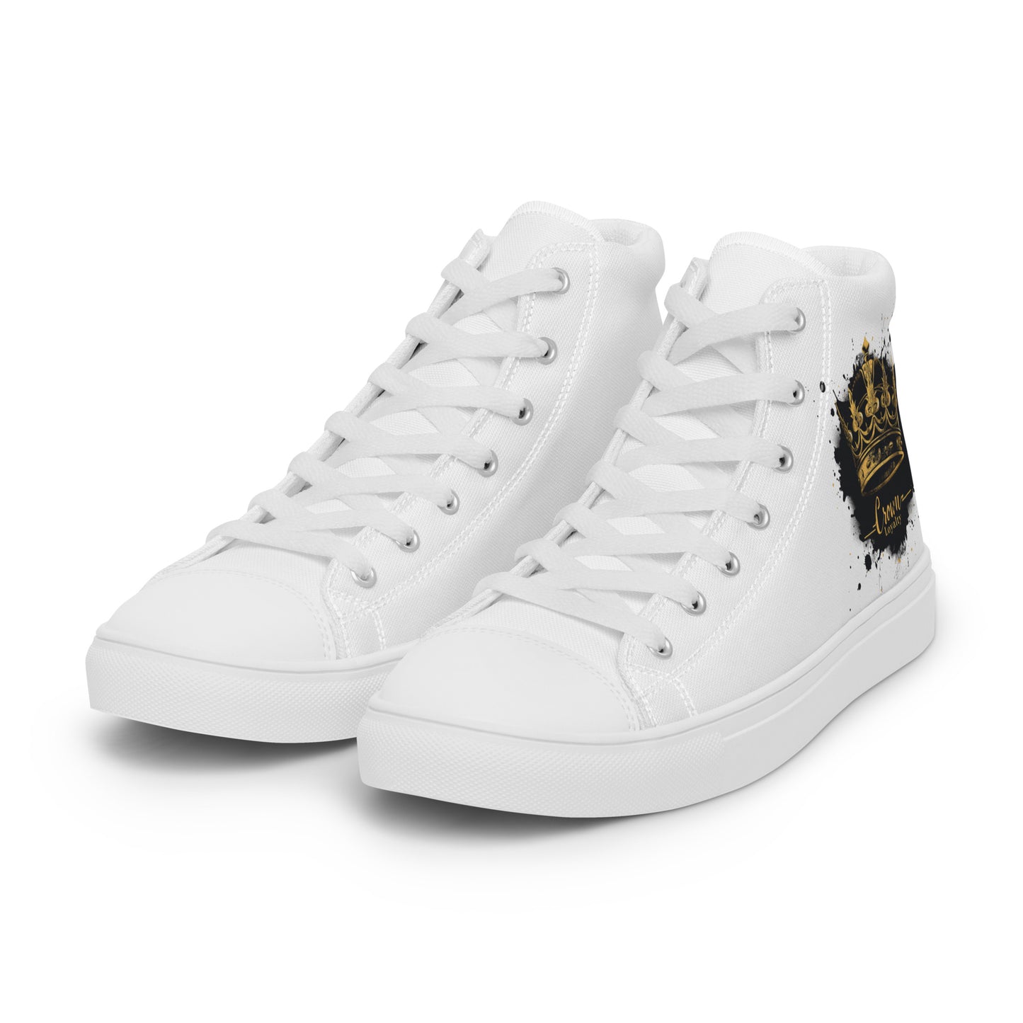 Graphic White Mens High Top Canvas Shoes
